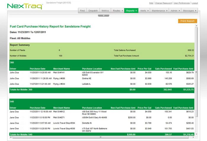 NexTraq Provides Comprehensive Fuel Card Program to Reduce Fleet Fuel Costs