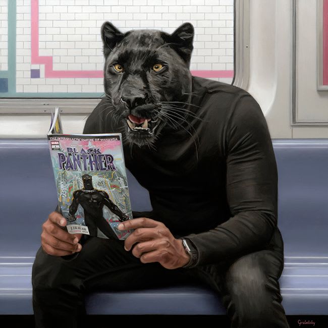 Artist captures animal-human hybrids riding New York subway