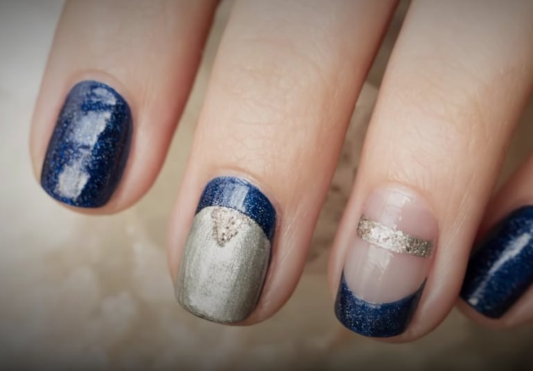 Subtle Geometric Glitter Nails (OPI Starlight Collection)