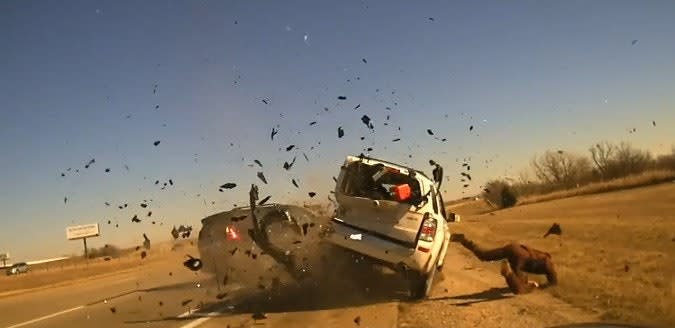 Oklahoma Trooper OK After Scary Crash on I-40