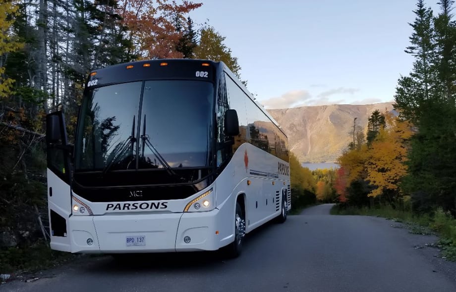 A photo of a Parsons & Sons Transportation motorcoach