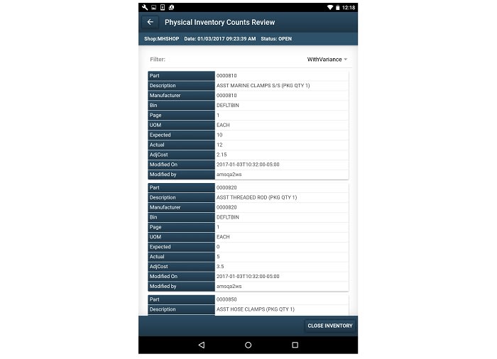 Parts Room Inventory Managment App
