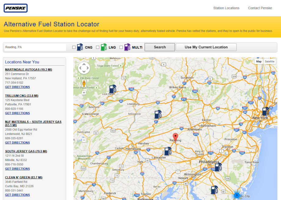 Penske Offers Online Alternative Fuel Station Finder