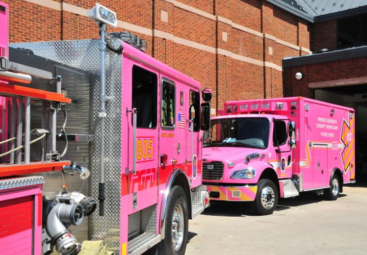 Pink Md. Fire Vehicles Bring Breast Cancer Awareness