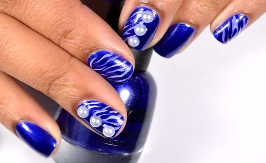 Probelle Zebra and Pearls Half Nail Tutorial