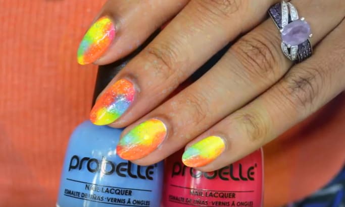 Probelle Tie Dye Glitter Nails Tutorial