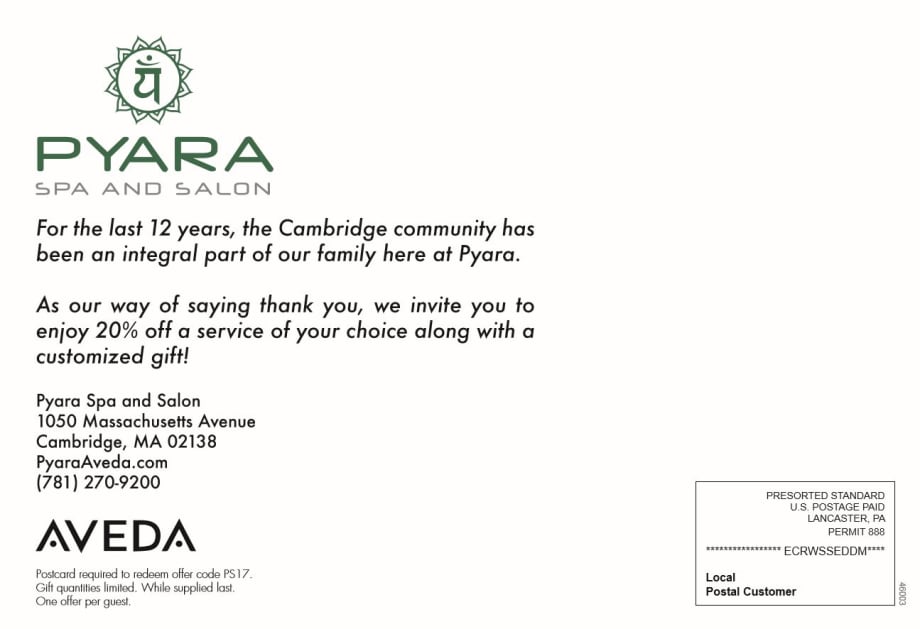 STAMP 2017: Pyara Salon's Direct Mail Piece