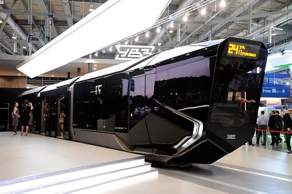 Russia's new 'Batmobile' tram is high-tech hub inside