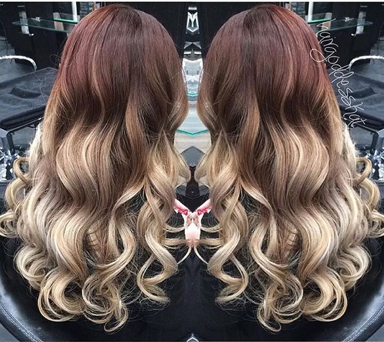 Dramatic Red-to-Beige Blonde Balayage