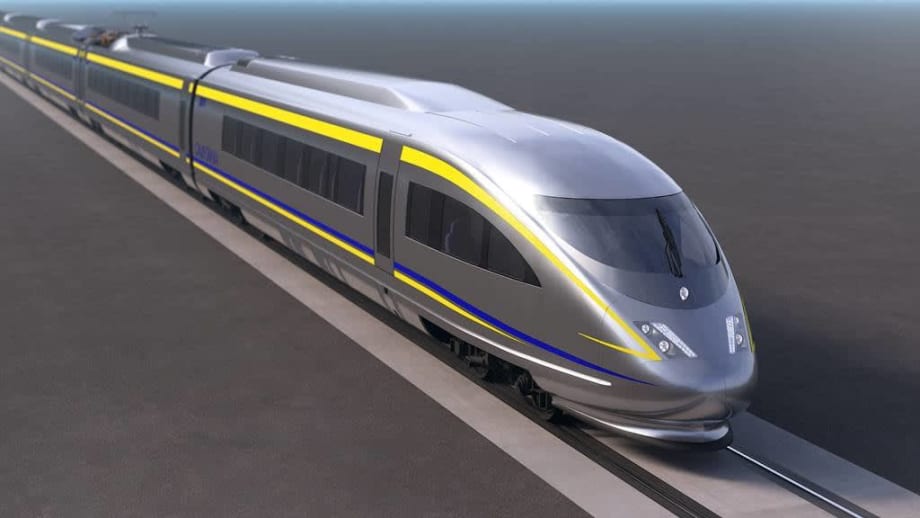 A rendering of a California High-Speed Rail vehicle