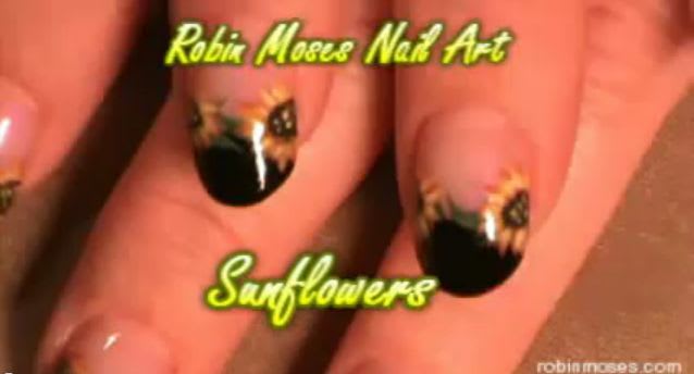 Sunflower Nail Art by Robin Moses
