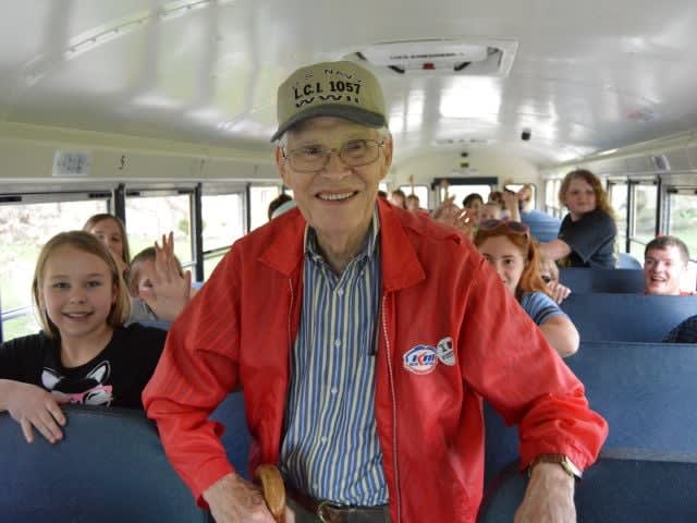 World War II Vet Takes 1st Trip on School Bus