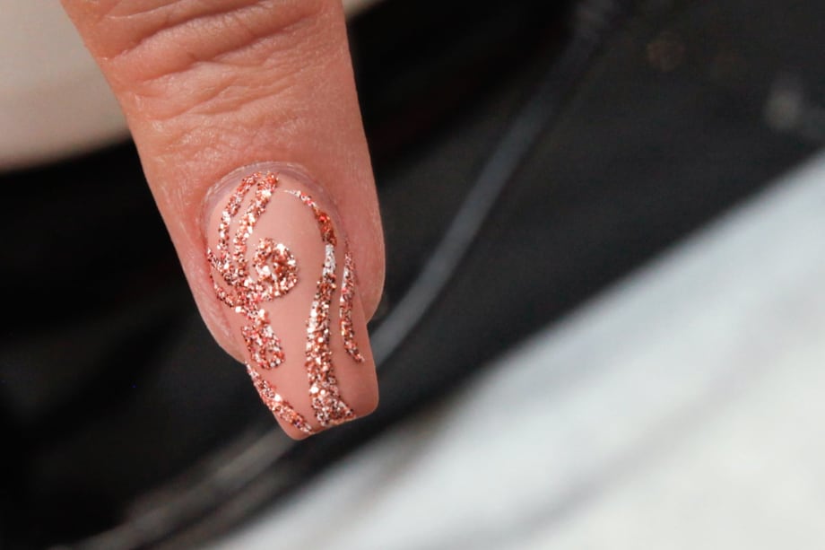 Rose Gold Sugar Nails Over Matte