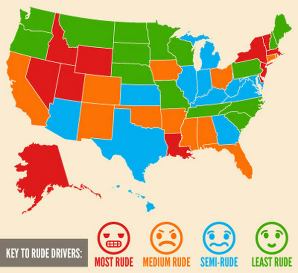 Survey Ranks the States with the Rudest Drivers