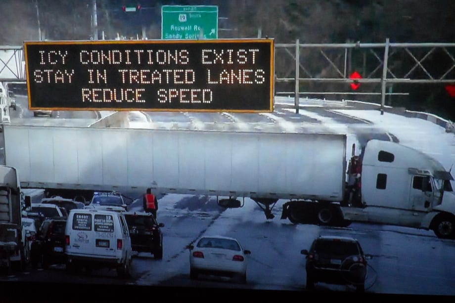 Nothing Blocks a Highway Like a Semi Whose Skidding Wheels Led It Astray