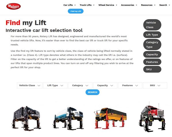 Digital Vehicle Lift Search Tool
