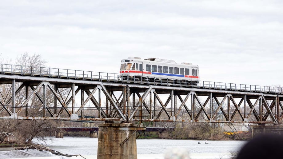 SEPTA M vehicle on bridge