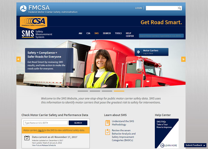 FMCSA Updates SMS Website with November Results