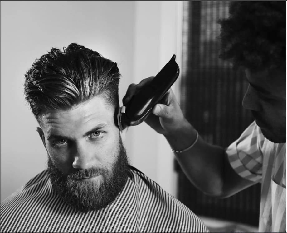 Blind Barber Teams with Pro Baseball Player Bryce Harper