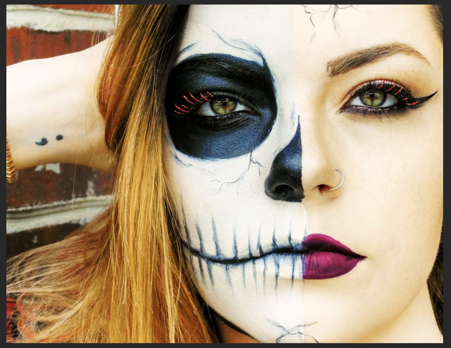 Boo! Half Skull Halloween Makeup