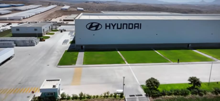Factory illustration building with Hyundai on the side