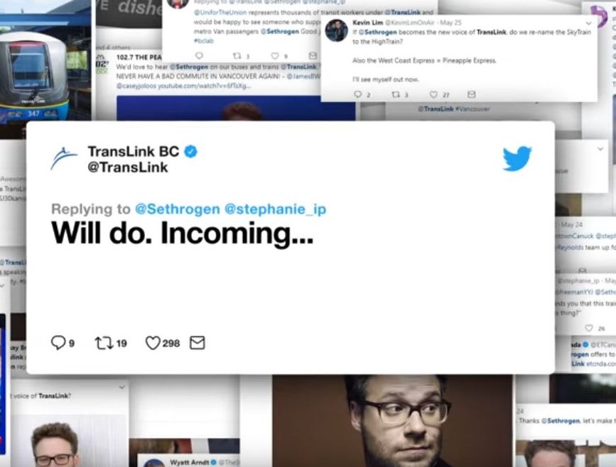 Actor Seth Rogen to be new voice of TransLink BC