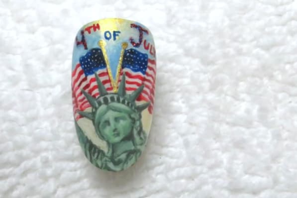 Statue of Liberty Nail Art Time Lapse