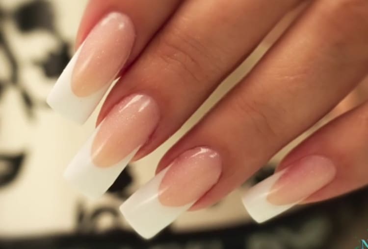 Reverse French Acrylic Nail Technique
