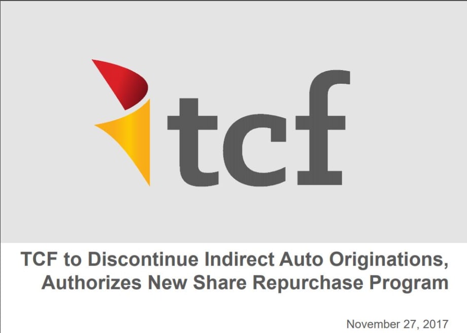 TCF Exits Indirect Auto Finance Business