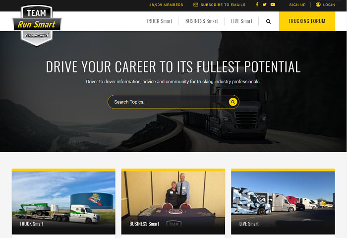 Freightliner Updates Team Run Smart Website