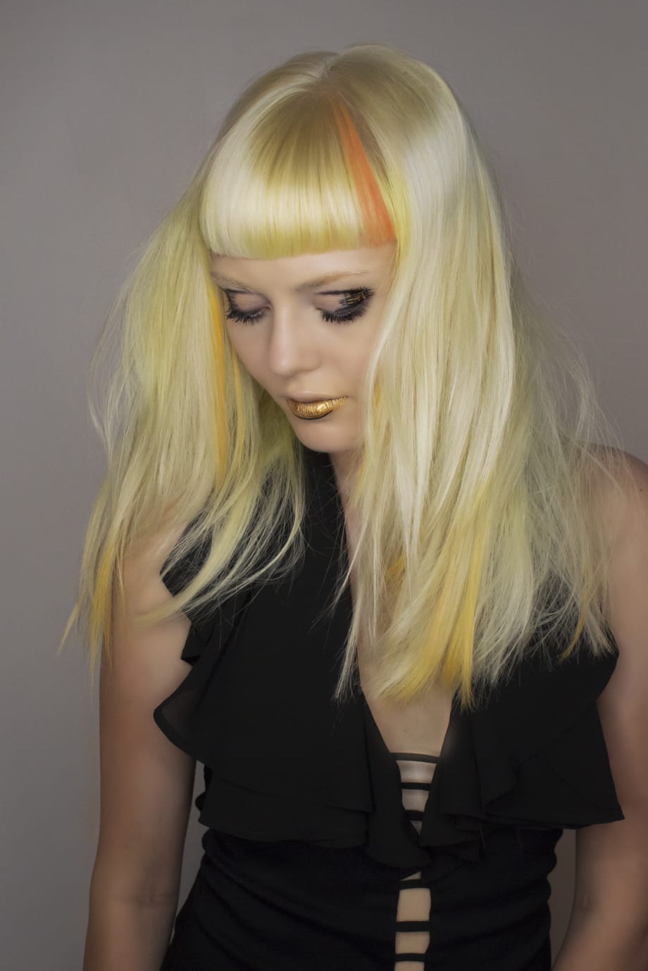 HOW-TO: Platinum Hair with Orange and Yellow Highlights from Todd Kane and Matrix