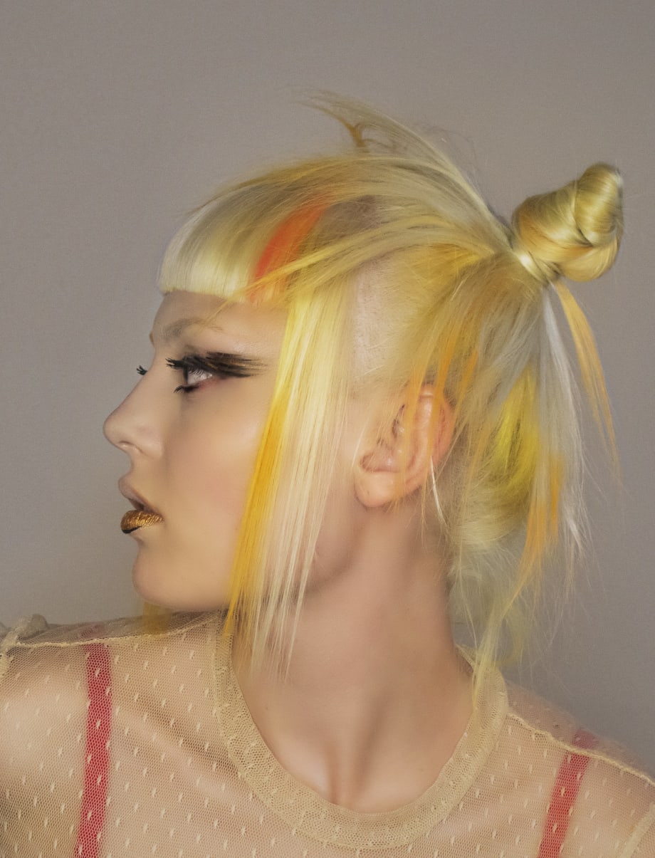 HOW-TO: Platinum Hair with Orange and Yellow Highlights from Todd Kane and Matrix