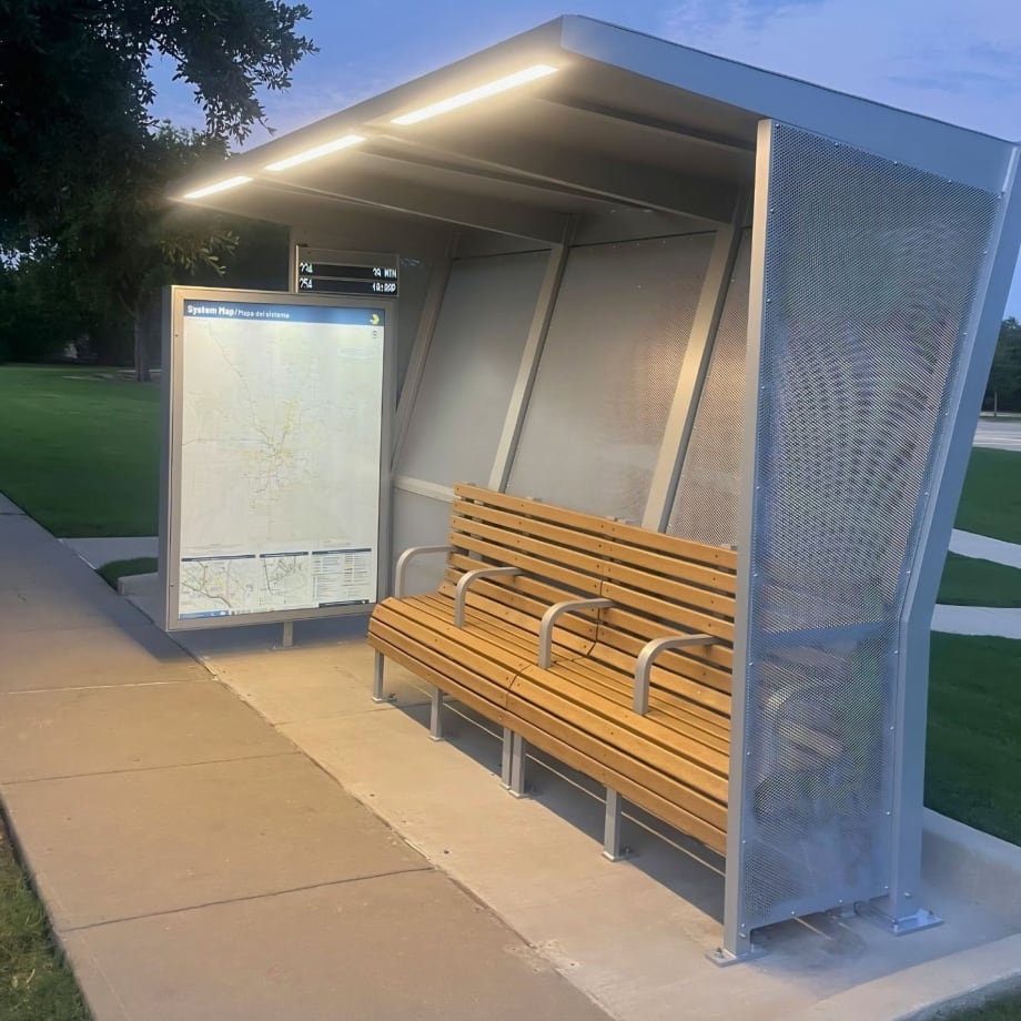 DART's new Tolar bus stop with wayfinding signage.