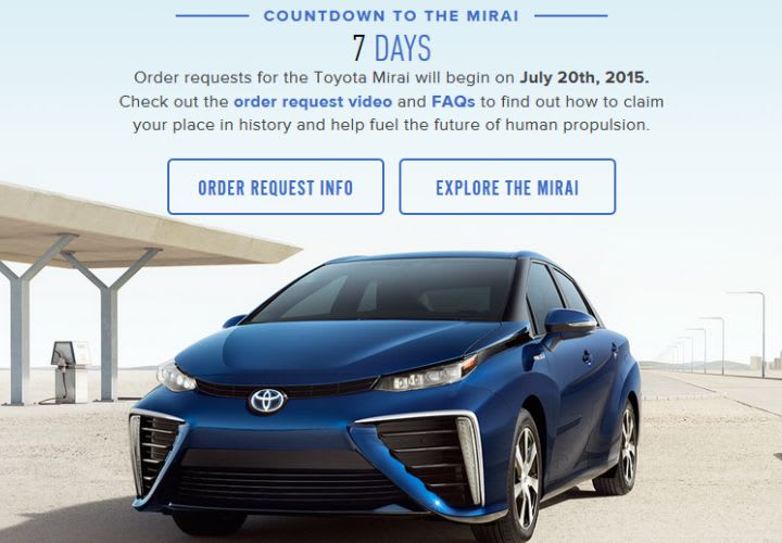 Toyota Opens Ordering for Mirai Fuel Cell Sedan
