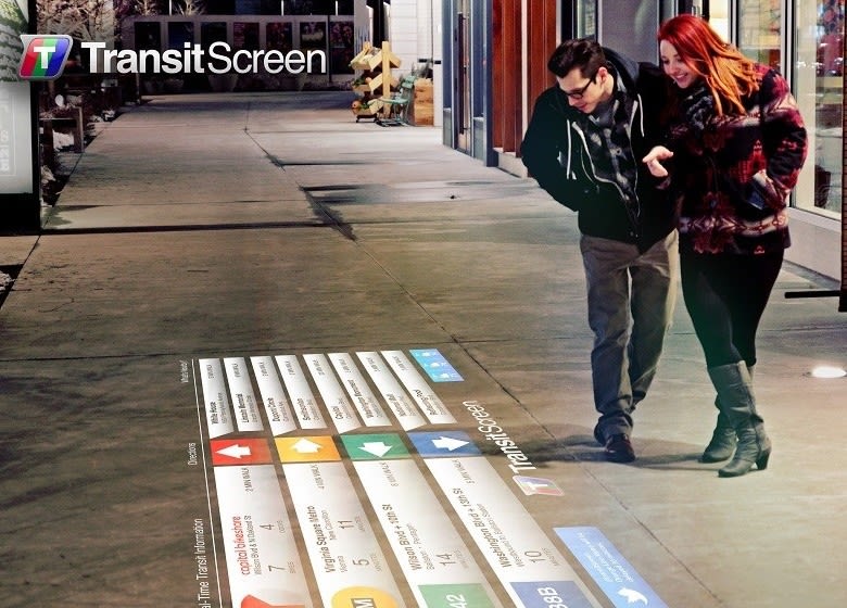 TransitScreen product projects transit info onto surfaces