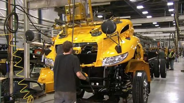 TV program shows school bus manufacturing process