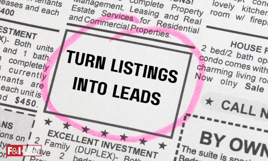 newspaper advertisement circled in pink, Turn Listings into Leads, F&I and Showroom