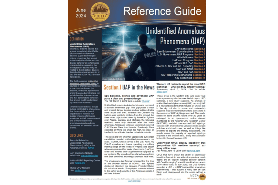 UFO Response Guide Issued by Major City Chiefs