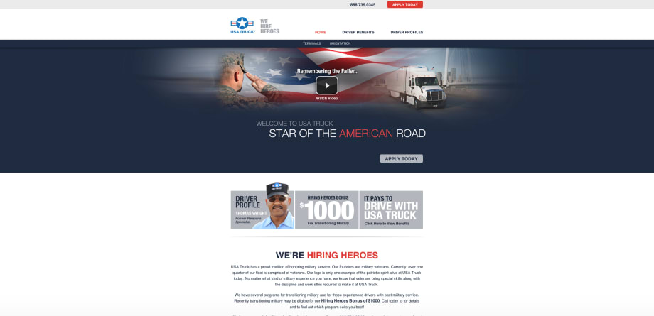 USA Truck Unveils Website For Veterans