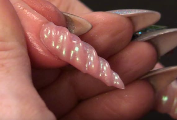 Gel-Sculpted Unicorn Horn Nail With Chrome