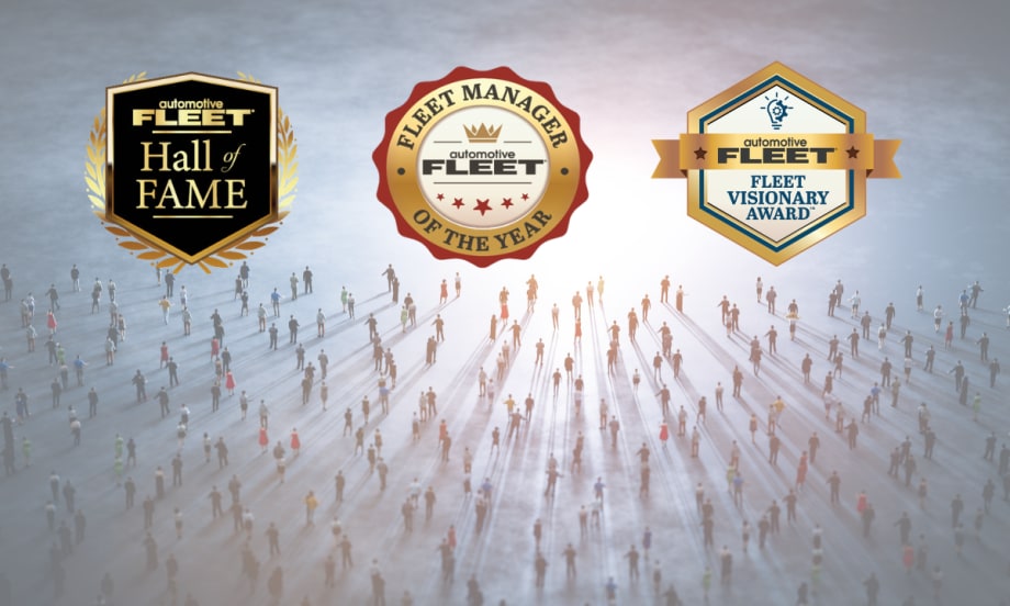 three award logos with crowd underneath