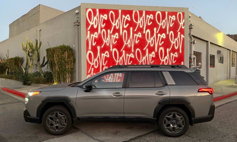 2026 Subaru Outback against a Love mural