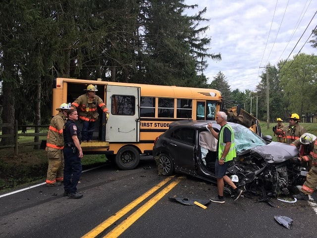 School Bus Driver Loses Control of Special-Needs Bus, Crashes Into Car