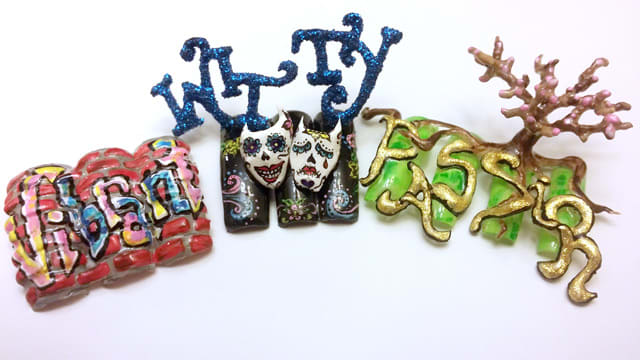 3-D Comedy Mask Sugar Skull Nails (NTNA S.3 Pre-Challenge #2)