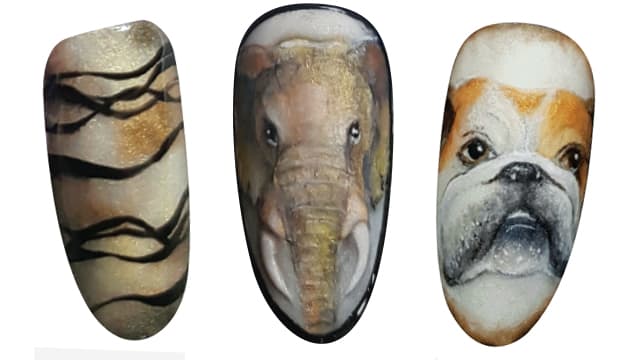 Detailed Animal Nail Art Using Acrylic and Gel