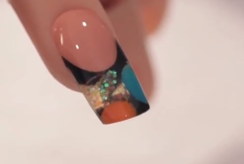 Art Deco Design using Young Nails Acrylics & Glitters/Color Powders/Liquid Art Yellow