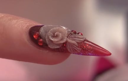 Red Fade Stiletto with a Nude 3-D Flower