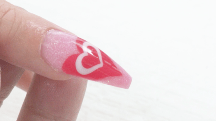 Acrylic Hearts Nail Design