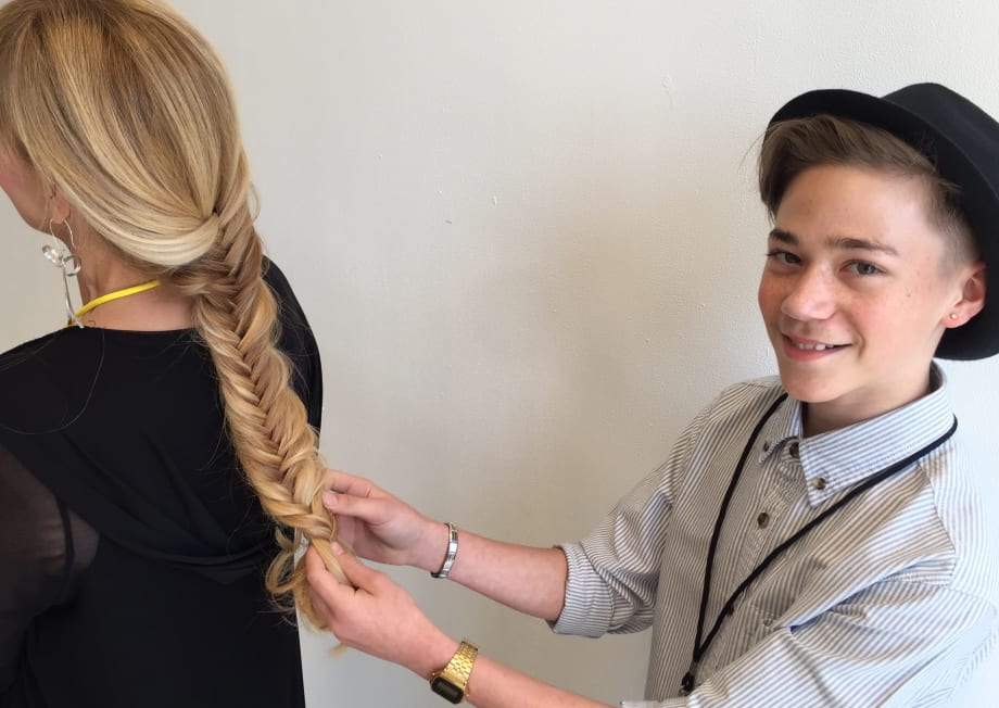 Amazing Fishtail Braid Demo By Adam Winwood (he's 14!!)