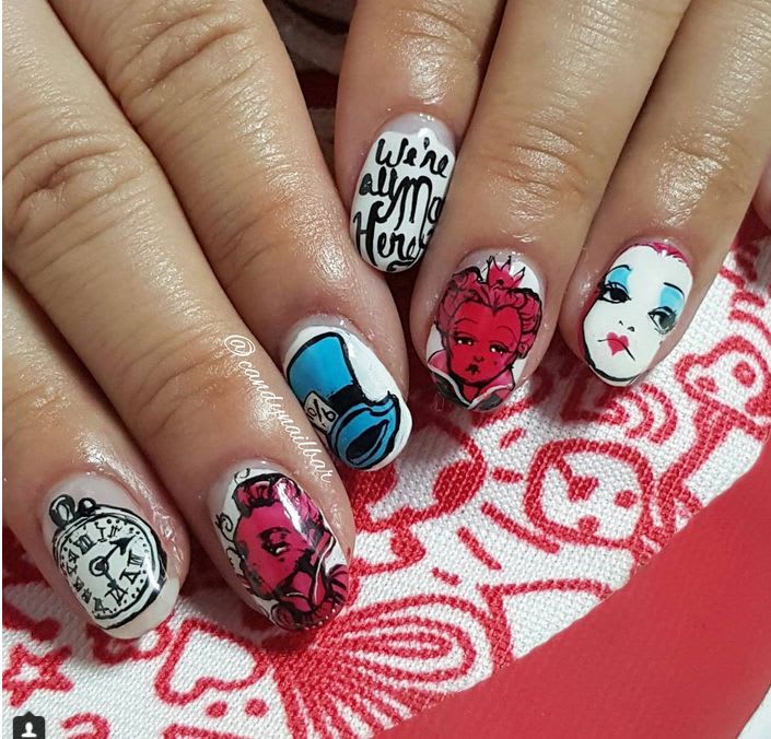 Wonderland Nail Art in Honor of Alice Through the Looking Glass